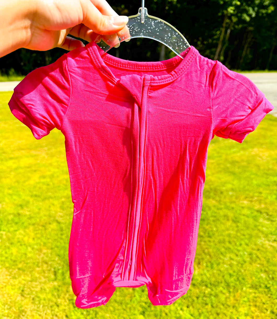 Solid Hot Pink Bamboo Shortie Zippy