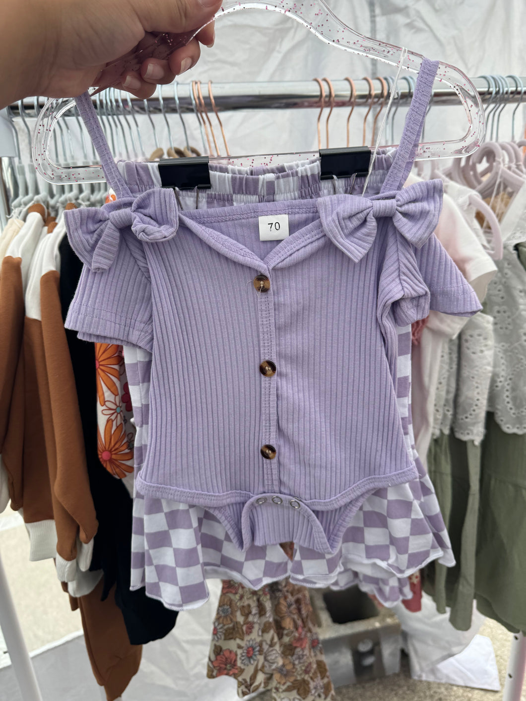 Purple Checkered Bell Outfit