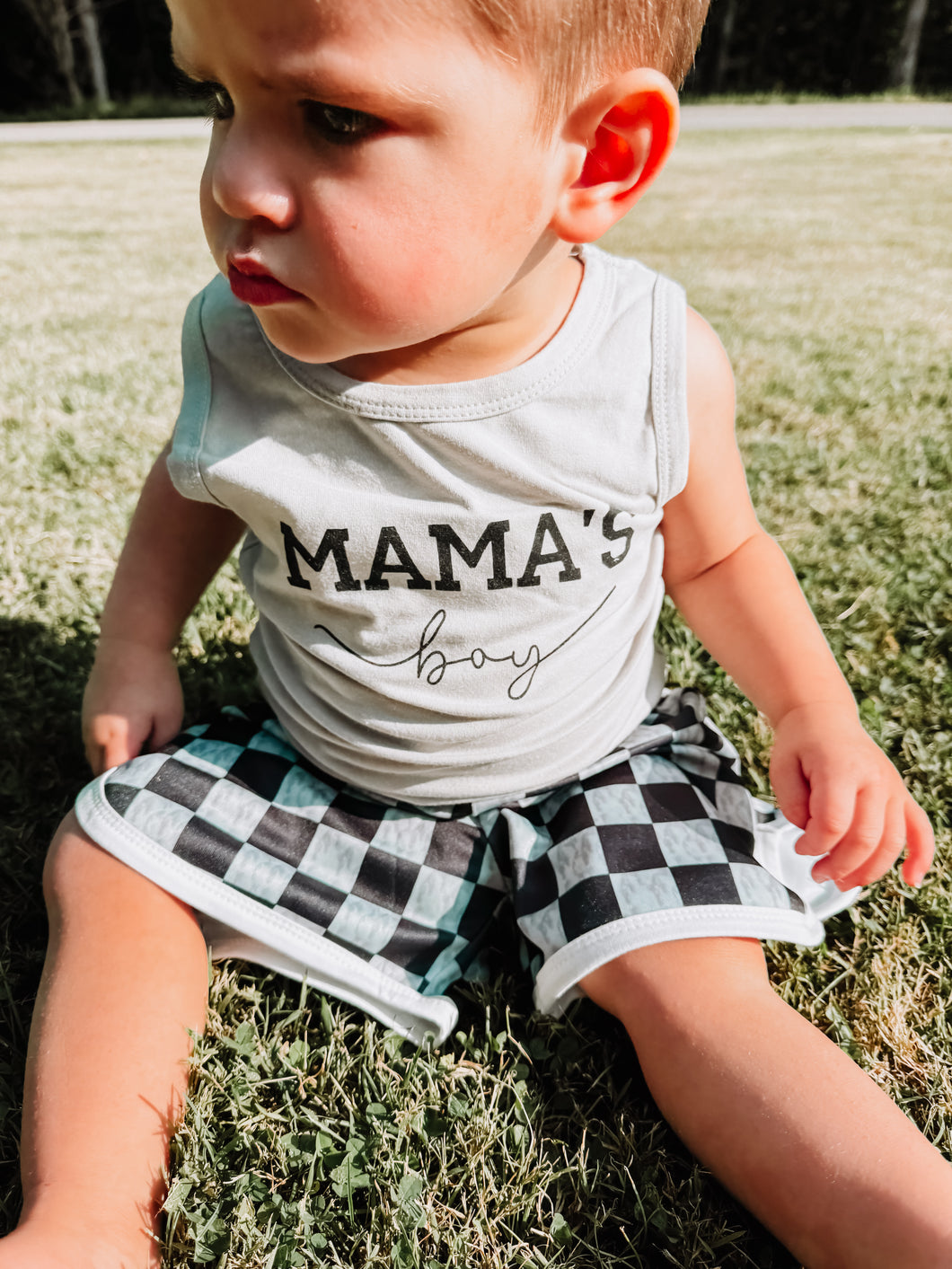 Mama’s Boy Tank Checkered Set